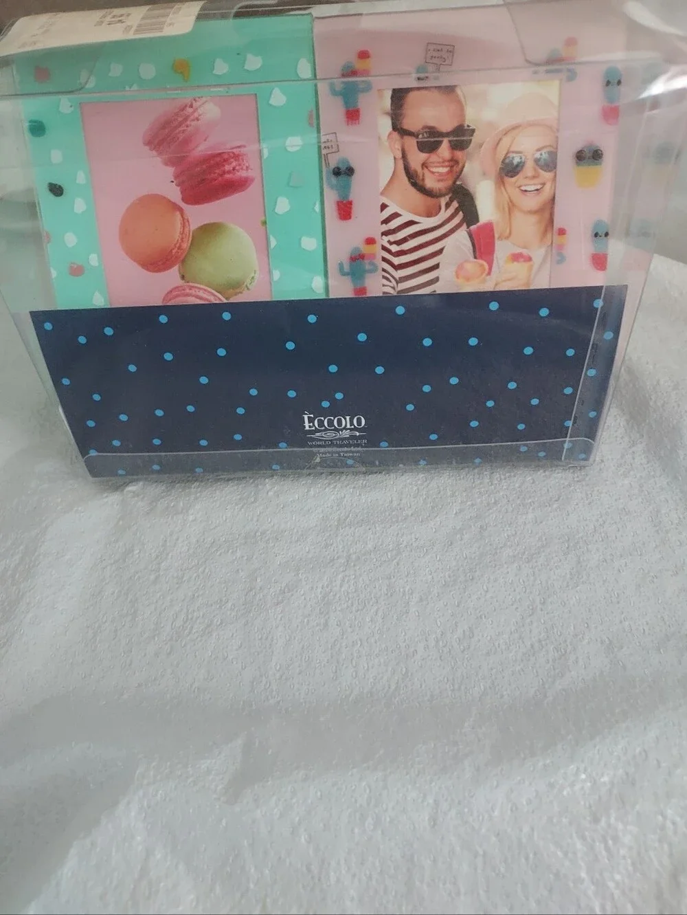 Set of 2 Mini Easel Photo Frames - Pink & Mint Polka Dot